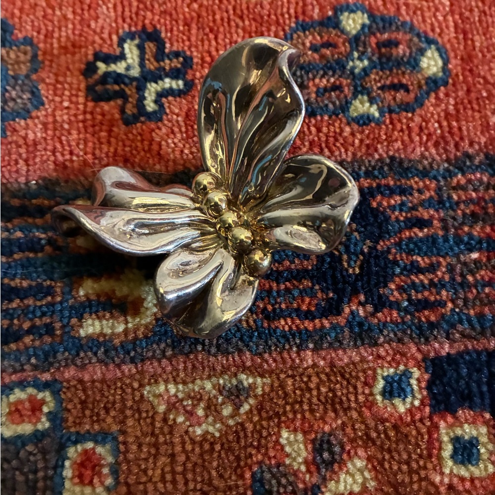 Vintage Sterling Silver and Gold Tone butterfly pin
